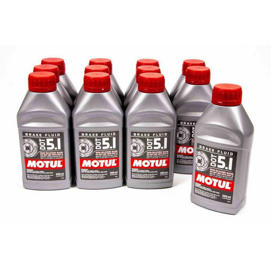 Motul 100951-12 DOT 5.1 Non-Silicone Brake Fluid, (Case of 12)