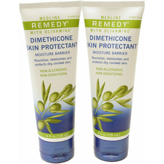 Remedy with Olivamine Dimethicone Skin Protectant Barrier Cream 4 oz Tube (Pack of 2)
