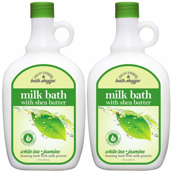 Village Naturals Bath Shoppe, Milk Bath, White Tea and Jasmine, 28 Fl Oz, Pack of 2