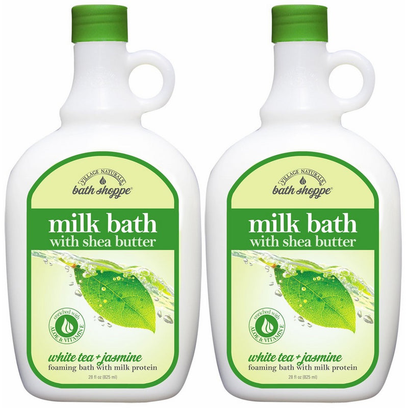 Village Naturals Bath Shoppe, Milk Bath, White Tea and Jasmine, 28 Fl Oz, Pack of 2