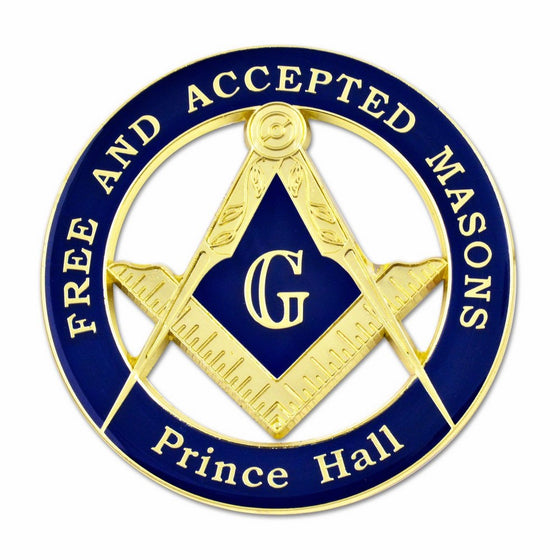 Masonic Free & Accepted Masons Prince Hall Round Blue Car Auto Emblem - 3" Diameter