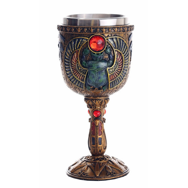 Ancient Egyptian Winged Scarab Ceremonial Chalice Cup 7oz Wine Goblet