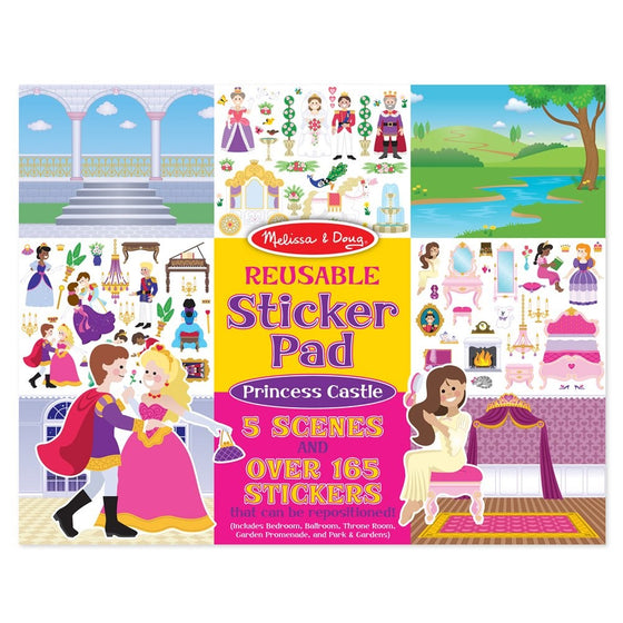 Melissa & Doug Reusable Sticker Pad: Princess Castle - 200 Stickers and 5 Scenes