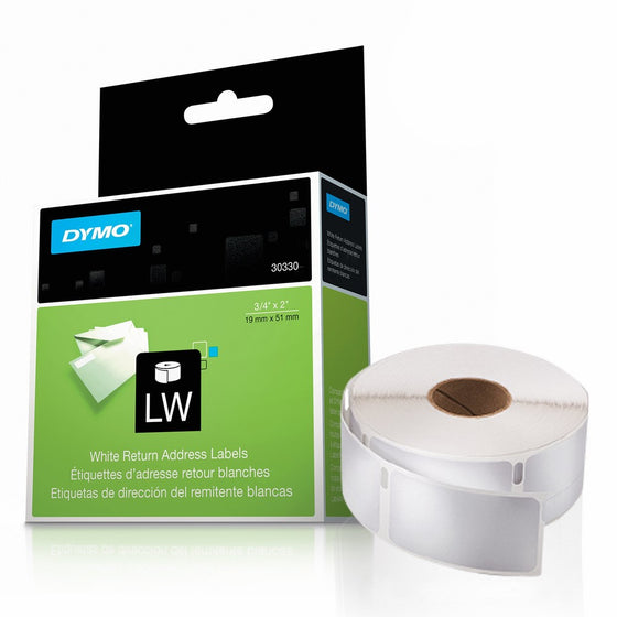 DYMO Authentic LW Return Address Labels for LabelWriter Label Printers, White, 3/4'' x 2'', 1 roll of 500