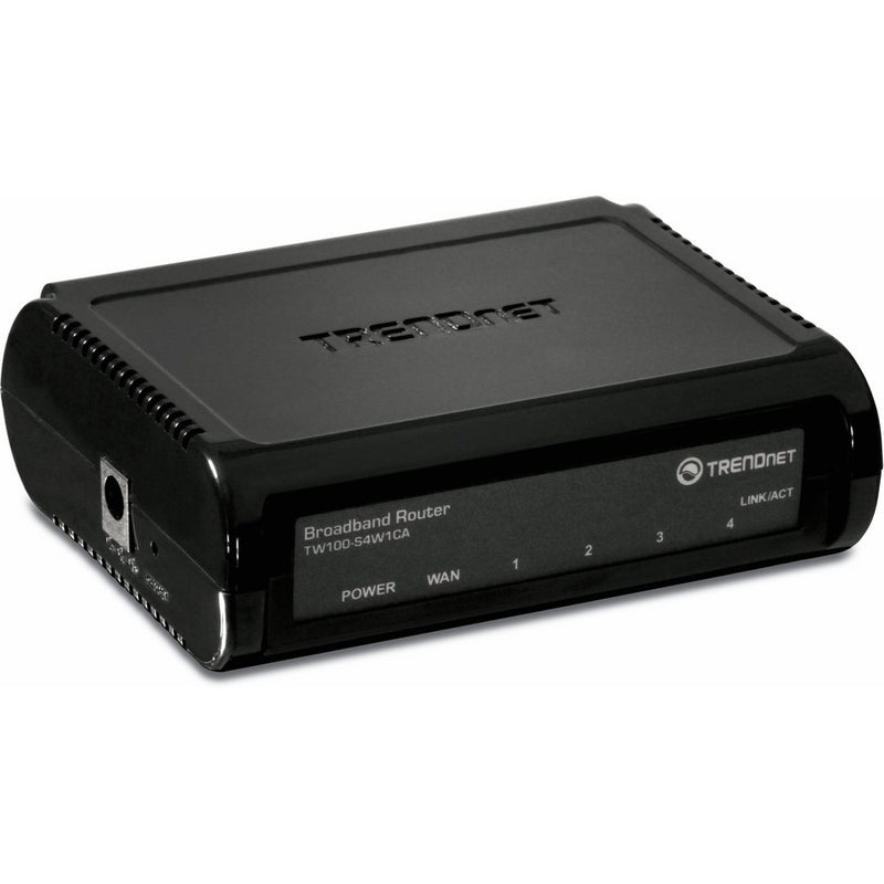 TRENDnet 4-Port Broadband Router, 4 x 10/100 ports, Instant Recognizing, Plug & Play, Firewall Protection, TW100-S4W1CA