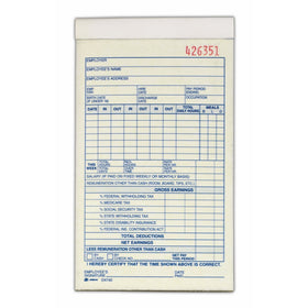 Adams Employee Payroll Record Book, 2 Part, Carbonless, 4.19 x 7.19, 50 Sets per Book, White and Canary (D4740)