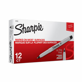 Sharpie 37001 Permanent Markers, Ultra Fine Point, Black, 12 Count