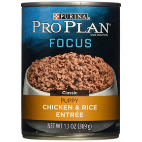 Purina Pro Plan 3810002773 Wet Dog Food, Focus, Puppy Chicken & Rice Entree Classic, 13-Ounce Can, Pack of 12