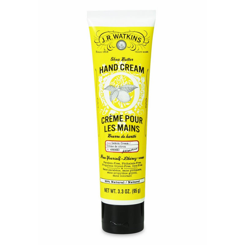 J.R. Watkins Hand Cream with Shea and Cocoa Butters, Lemon Cream, 3.3 Ounce