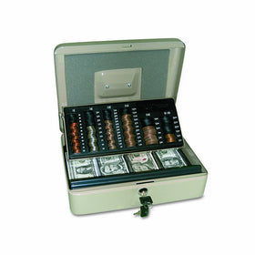 PM Company SecurIT 3 In 1 Cash Box, 11.5 x 9.5 x 3.5 Inches, Pebble Beige, 1/Carton (04967)