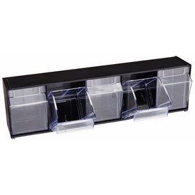 Deflecto 20504OP Five-bin horizontal tilt bin storage system, 23-5/8w x 5-1/4d x 6-1/2h, black