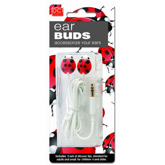 DCI Earbuds, Ladybug Headphone Earbuds - Red and Black