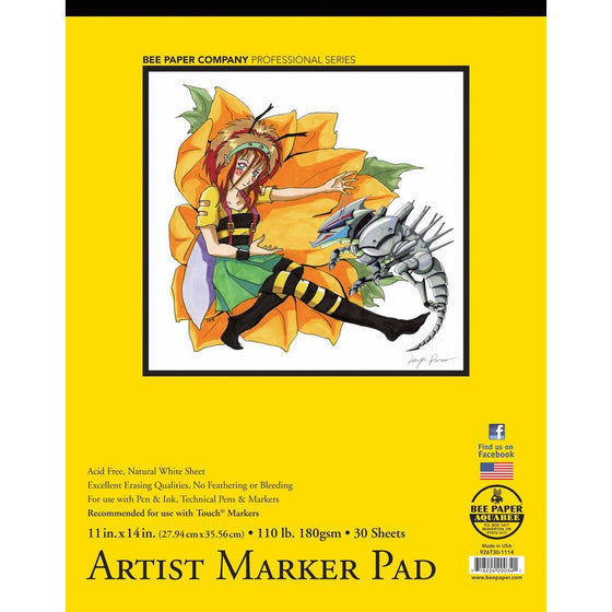 Bee Paper Bleedproof Marker Pad, 11-Inch by 14-Inch