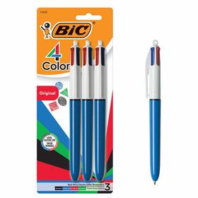 BIC 4-Color Ballpoint Pen, Medium Point (1.0mm), Assorted Inks, 3-Count