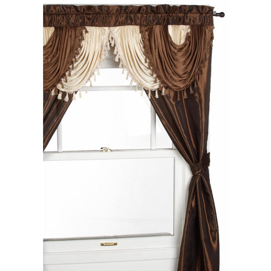 Regal Home Collections Amore 54-Inch by 84-Inch Window Set with Attached Valance, Brown