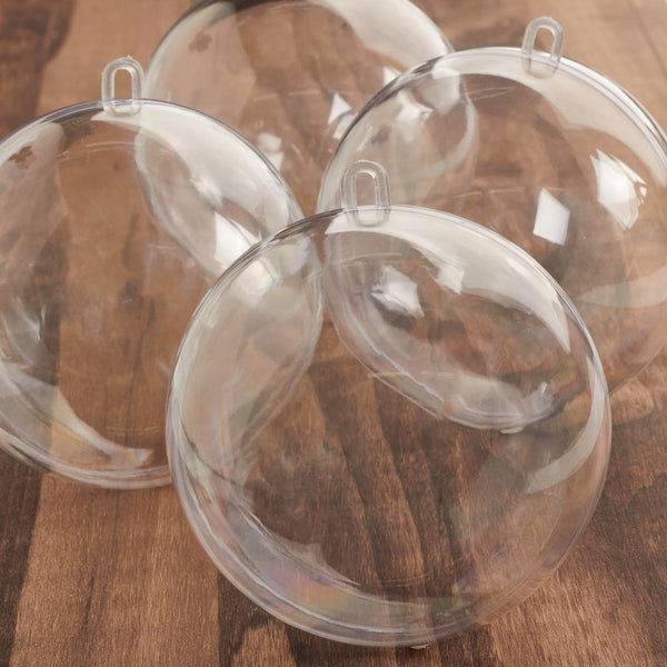 Bulk Case of 24 Clear Acrylic 100mm Fillable Keepsake Ball Ornaments