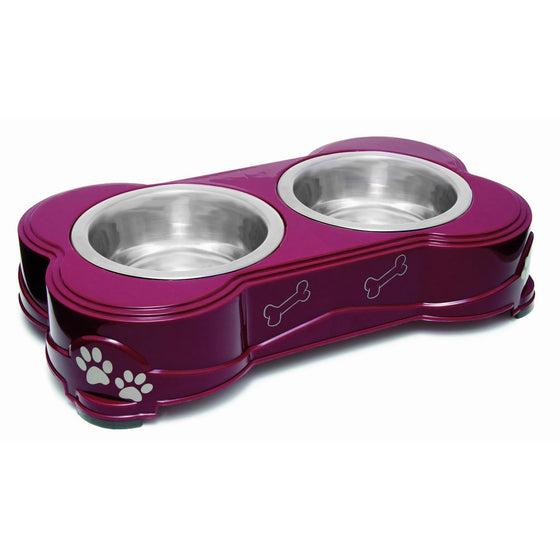 Loving Pets Dolce Diner Dog Bowl, Medium, 1 Quart, Merlot (2 Bowl Set)