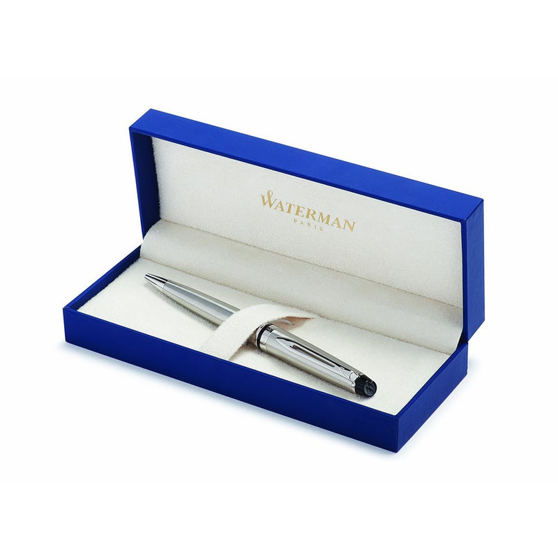 Waterman Expert Stainless Steel, Ballpoint Pen with Medium Blue refill (S0952100)
