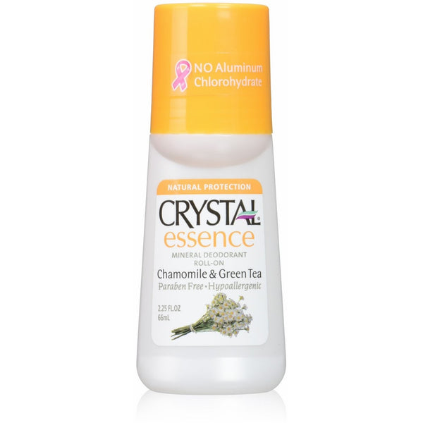 Crystal Essence Mineral Deodorant, Roll-On Chamomile and Green Tea, 2.25 Fluid Ounce