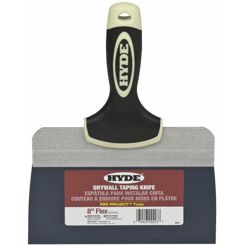 Hyde Tools 09223 8-Inch Pro Project Taping Knife with Extruded Back, Blue Steel