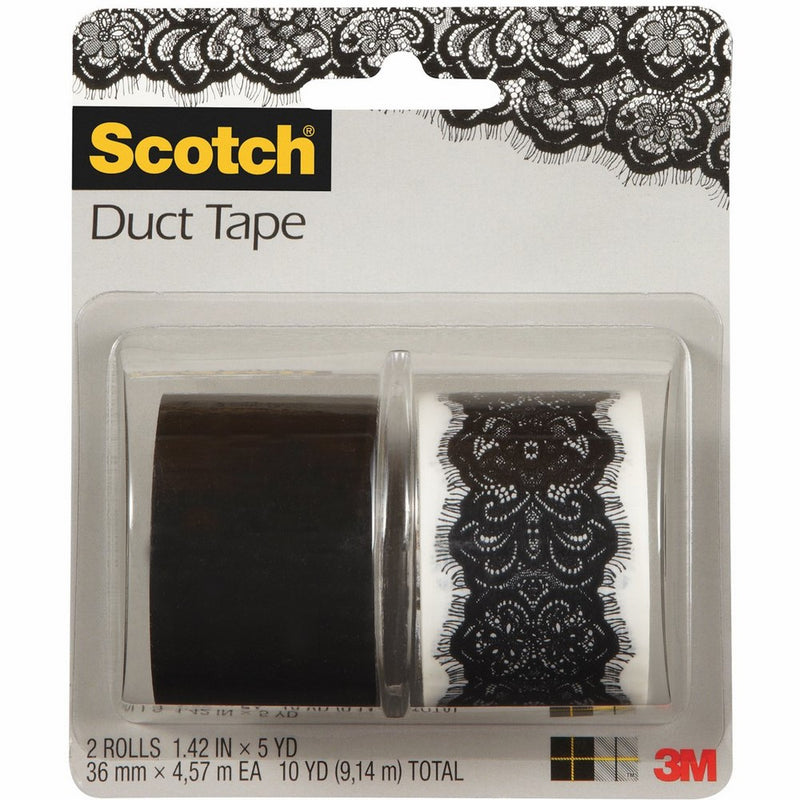 Scotch Duct Tape, Lace Vegas and Jet Black, 1.42-Inch by 5-Yard, 2-Roll