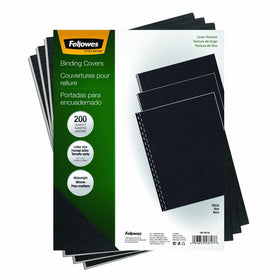 Fellowes Binding Linen Presentation Covers, Letter, Black, 200 Pack (5217001)