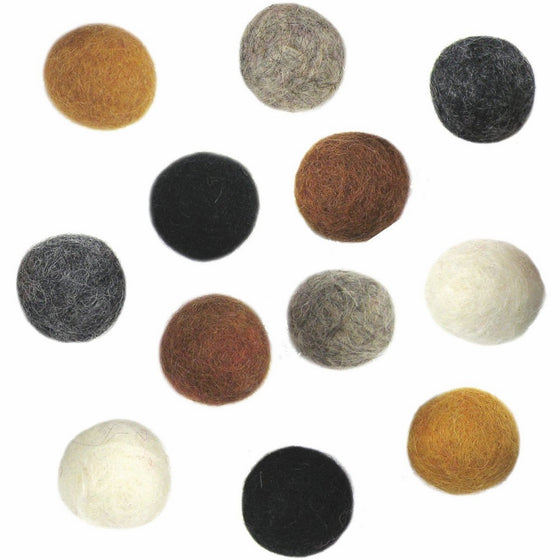 Dimensions Felt Embellishments, Earth Tone Balls, 12 pieces