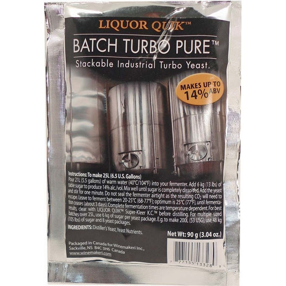 Liquor Quik Batch Turbo Pure Stackable Industrial Turbo Yeast