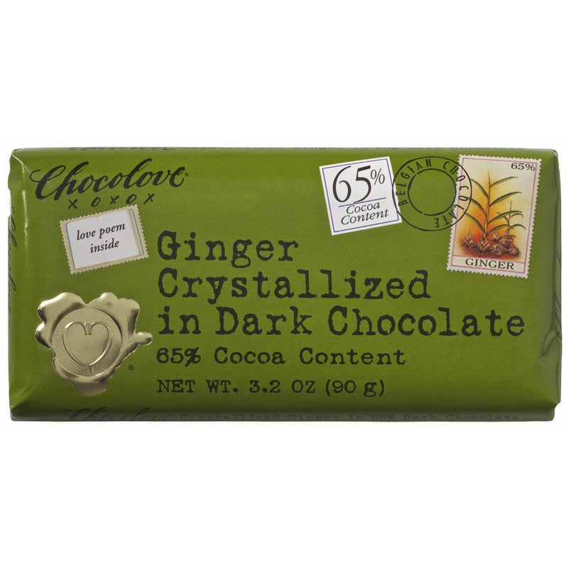 Chocolove CHOC BAR DRK GINGER CRYST 3.2OZ
