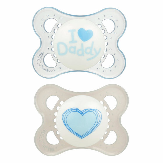 MAM Love & Affection Orthodontic Pacifier, I Love Daddy, Boy, 0-6 Months, 2-Count