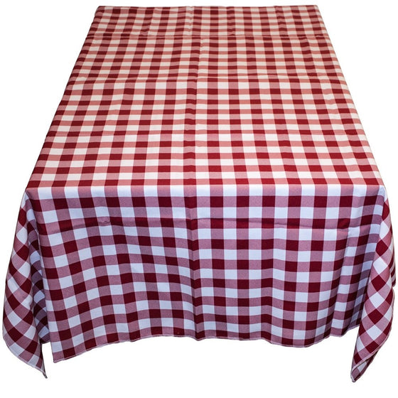 Table in a Bag RW6060 Square Polyester Gingham Tablecloth, 60-Inch by 60-Inch, Red and White Checkered Pattern