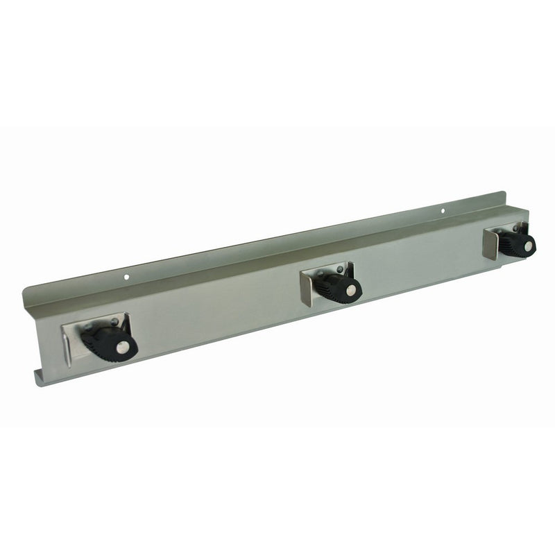 Bradley 9953-000000 Stainless Steel 3 Hooks Mop and Broom Holder, 24" Length x 4" Height