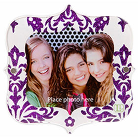 Locker Frame - Purple Damask Print Glitter
