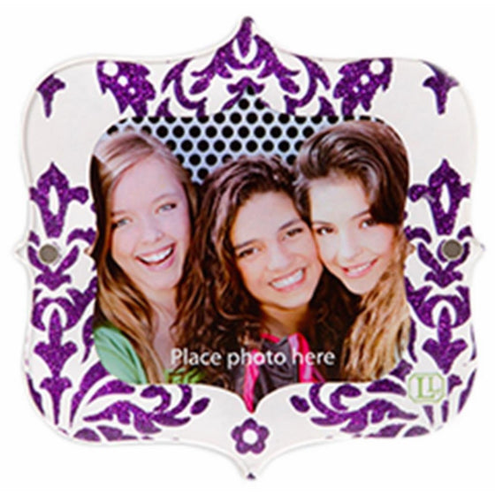 Locker Frame - Purple Damask Print Glitter