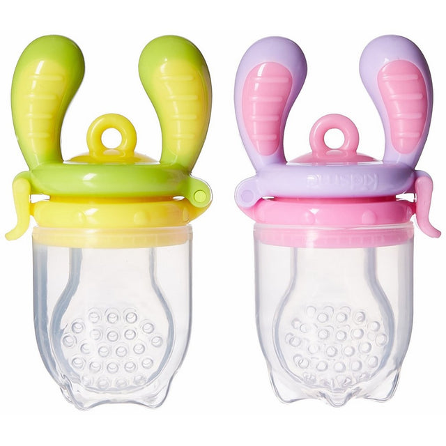 Kidsme Food Feeder Double Pack with Clip (Large size) (Purple/Pink and Green/Yellow)