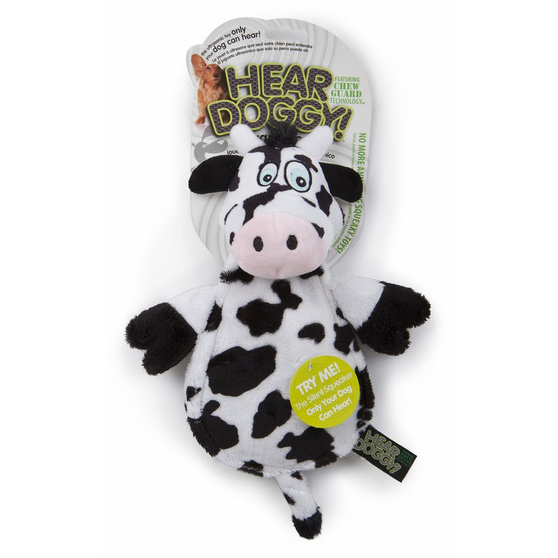 Hear Doggy Flatties with Chew Guard Technology Dog Toy, Cow