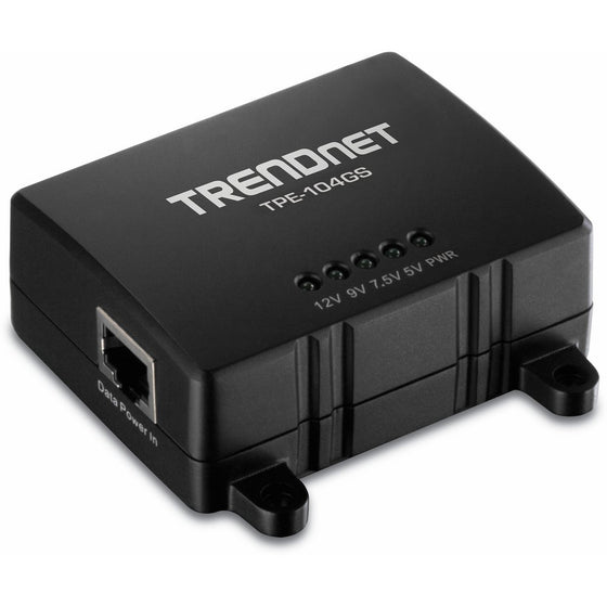 TRENDnet Gigabit PoE Splitter, Wall Mountable, Adjustable Voltage Output, PoE Powered, TPE-104GS