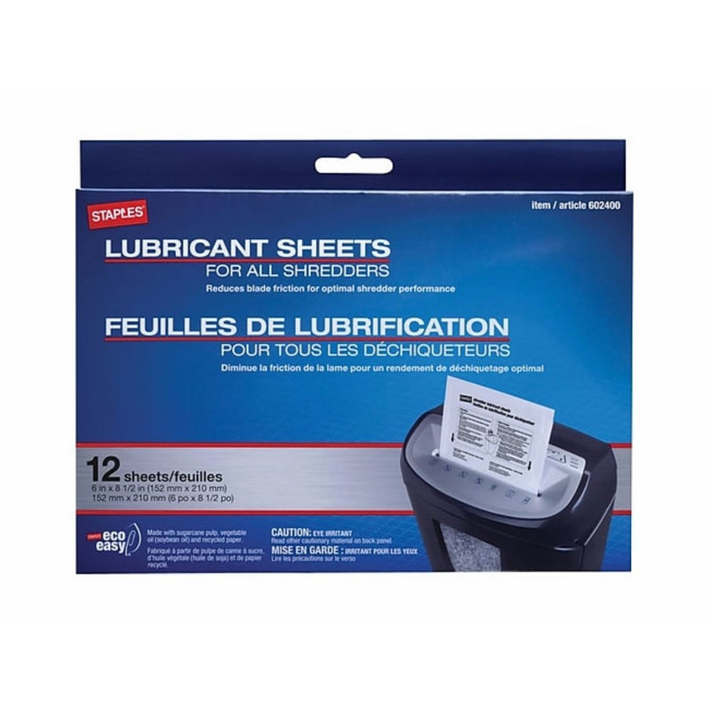 Staples Shredder Lubricant Lubricating Sheets 24/pk