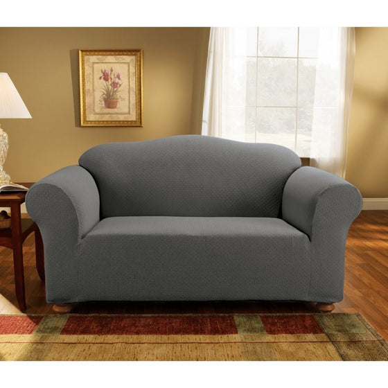 Sure Fit Simple Stretch Subway 1-Piece - Loveseat Slipcover- Gray (SF44603)