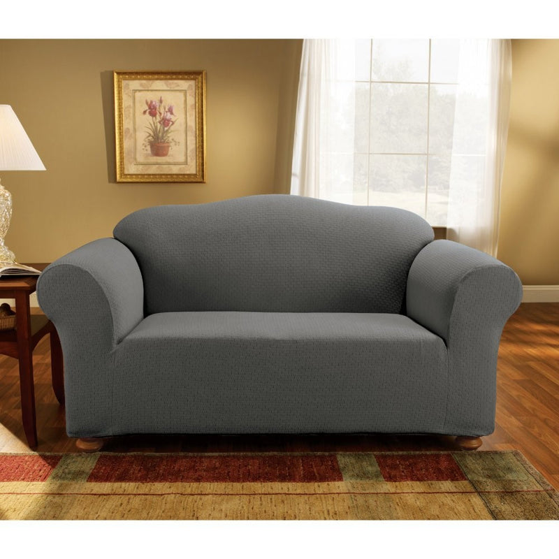 Sure Fit Simple Stretch Subway 1-Piece - Loveseat Slipcover- Gray (SF44603)