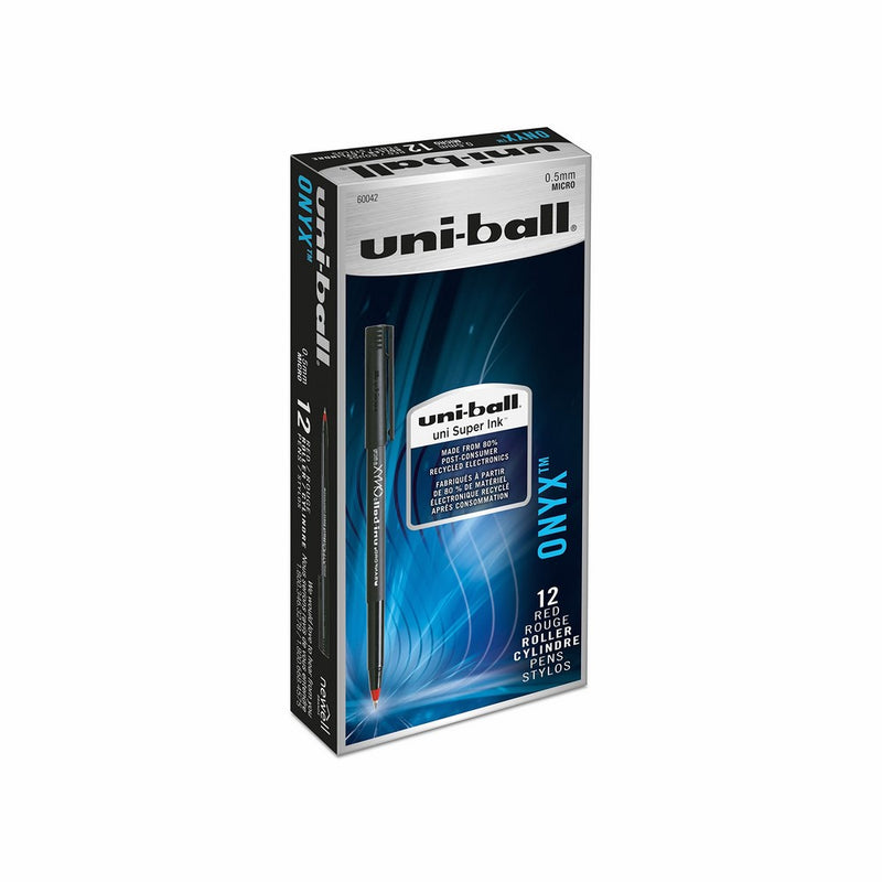 uni-ball ONYX Rollerball Pen, Micro Point (0.5mm), Red, 12 Count
