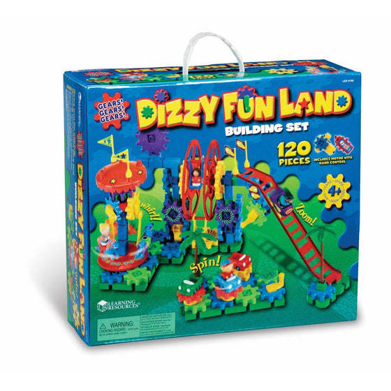 Learning Resources Gears! Gears! Gears! Dizzy Fun Land Motorized Gears Set, 120 Pieces