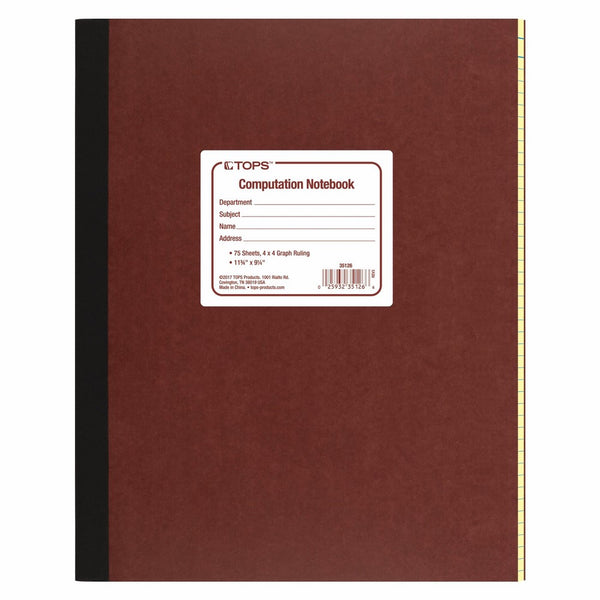 TOPS Computation Notebook, 4 x 4 Quad Ruling, 11 3/4"X 9 1/4",75 Sheets (35126)