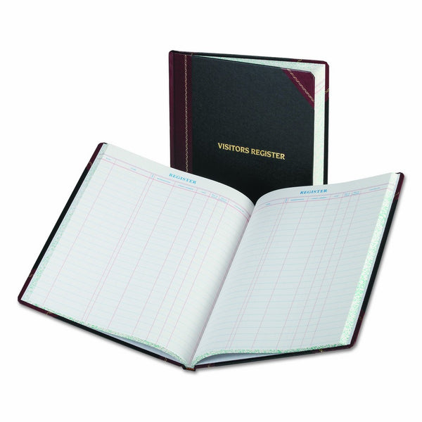 Boorum & Pease Visitor register book, 150 white pages, 14-1/8 x 10-7/8, Black / Red Cover, (806)