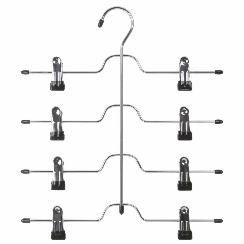 Organize It All 4 Tier Chrome Closet Hanger with Black Vinyl Clips