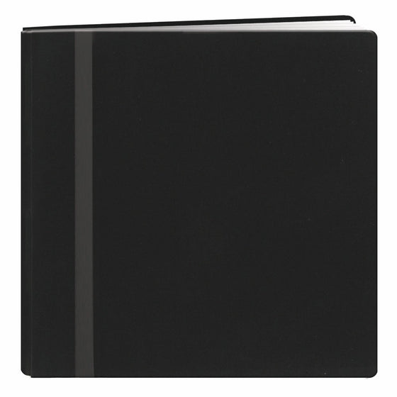 Pioneer 12 Inch by 12 Inch Snapload Fabric Cover with Ribbon Trim Memory Book, Black