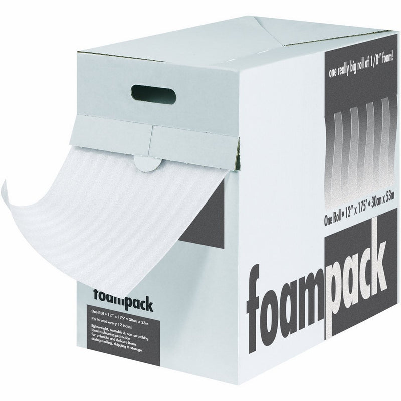 Aviditi FD1812 Polyethylene Air Foam Dispenser Pack, 175' Length x 12" Width, 1/8" Thick, White