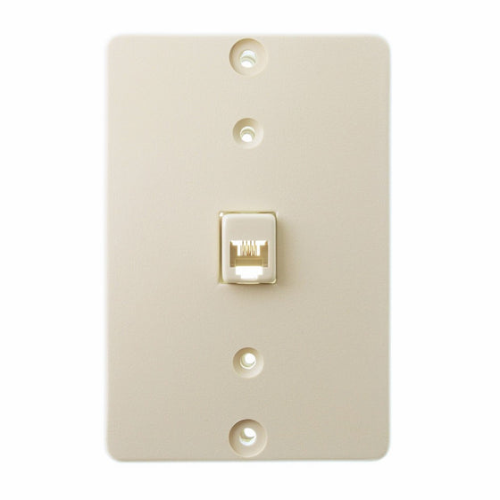 Leviton 40253-I Telephone Wall Phone Jack, 6P4C, Ivory