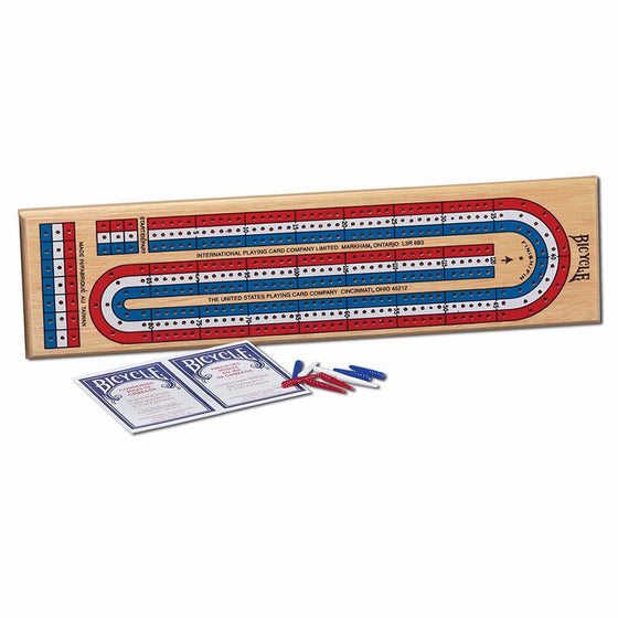 Bicycle 3-Track Color Coded Wooden Cribbage Game