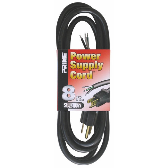 Prime PS010608 8-Feet 16/3 SJT Replacement Power Supply Cord, Black